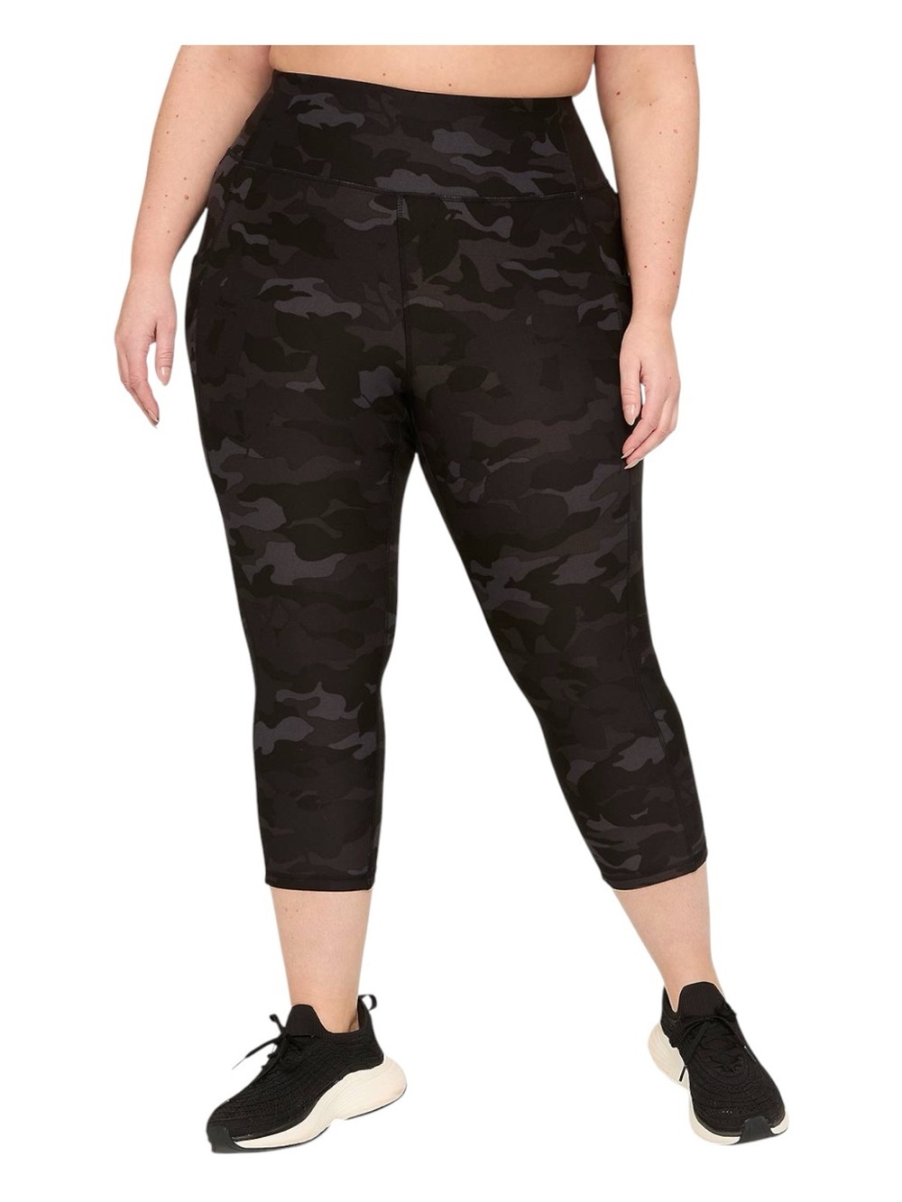Lane Bryant LIVI Camo Capri Leggings in Army Green and Black, 3X, 4X